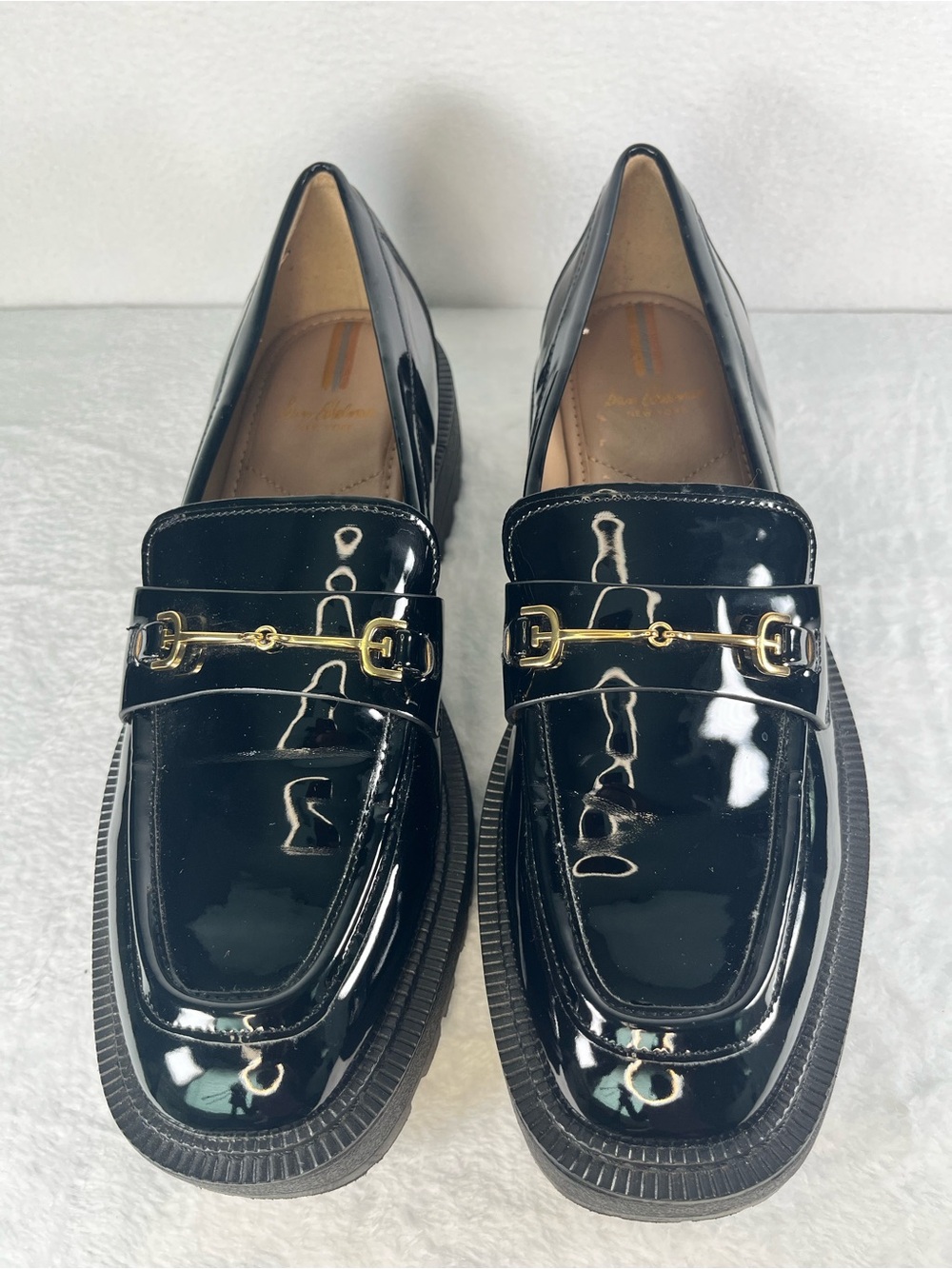 Sam Edelman Laurs Black Patent Leather Chunky Platform Horsebit Lug Loafer 9.5
